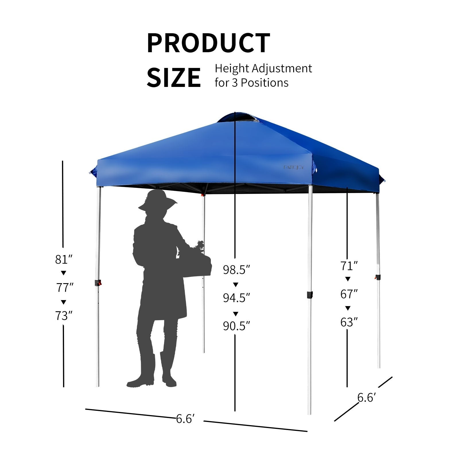 6.6 x 6.6 Feet Outdoor Pop-up Canopy Tent with Roller Bag, Blue Canopies   at Gallery Canada