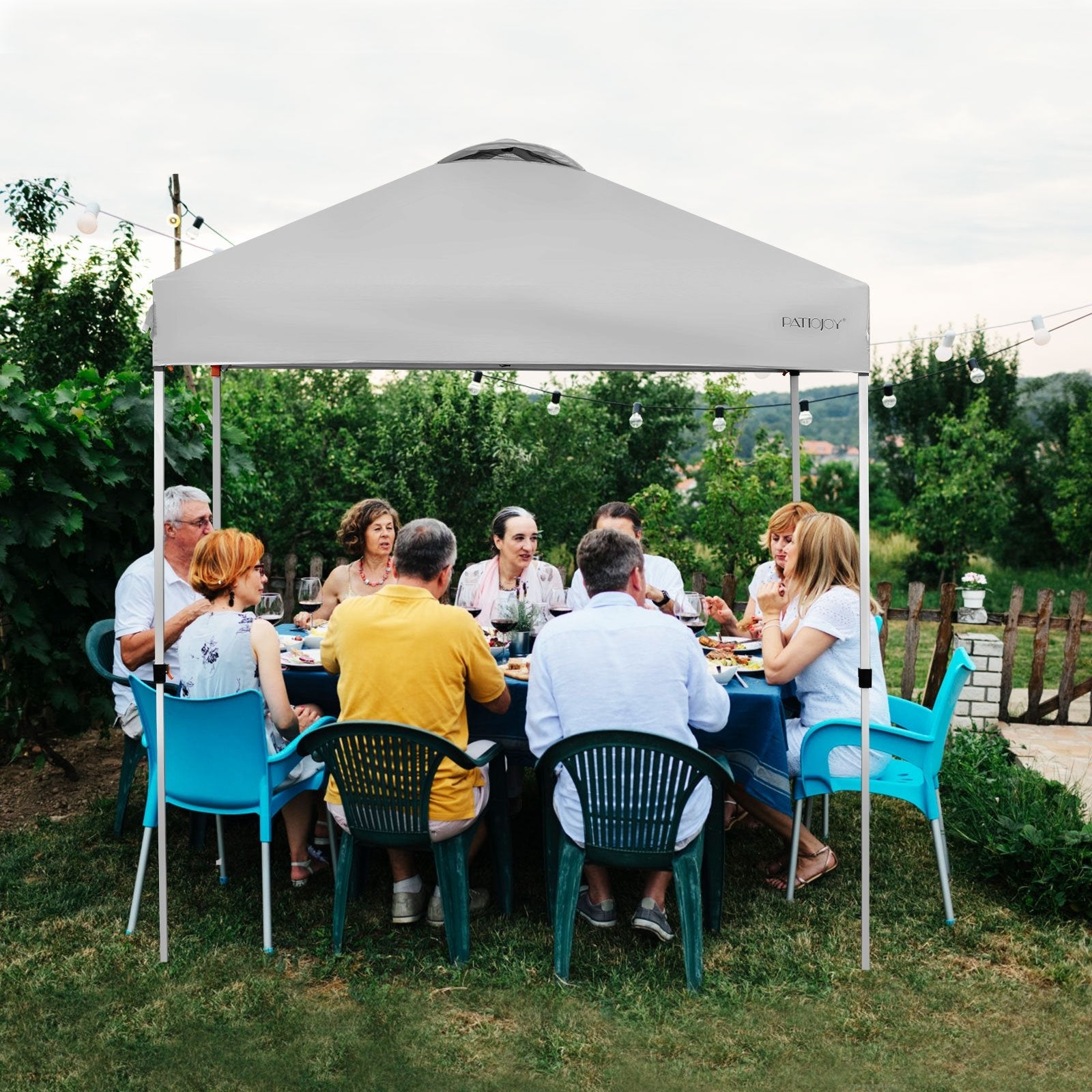 6.6 x 6.6 Feet Outdoor Pop-up Canopy Tent with Roller Bag, Gray Canopies   at Gallery Canada