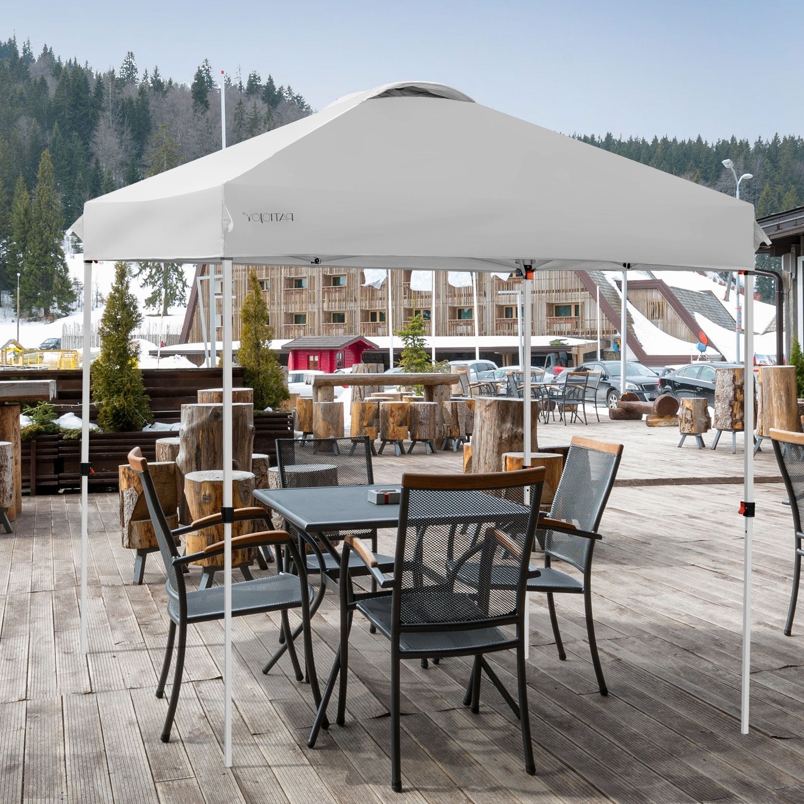 6.6 x 6.6 Feet Outdoor Pop-up Canopy Tent with Roller Bag, Gray Canopies   at Gallery Canada