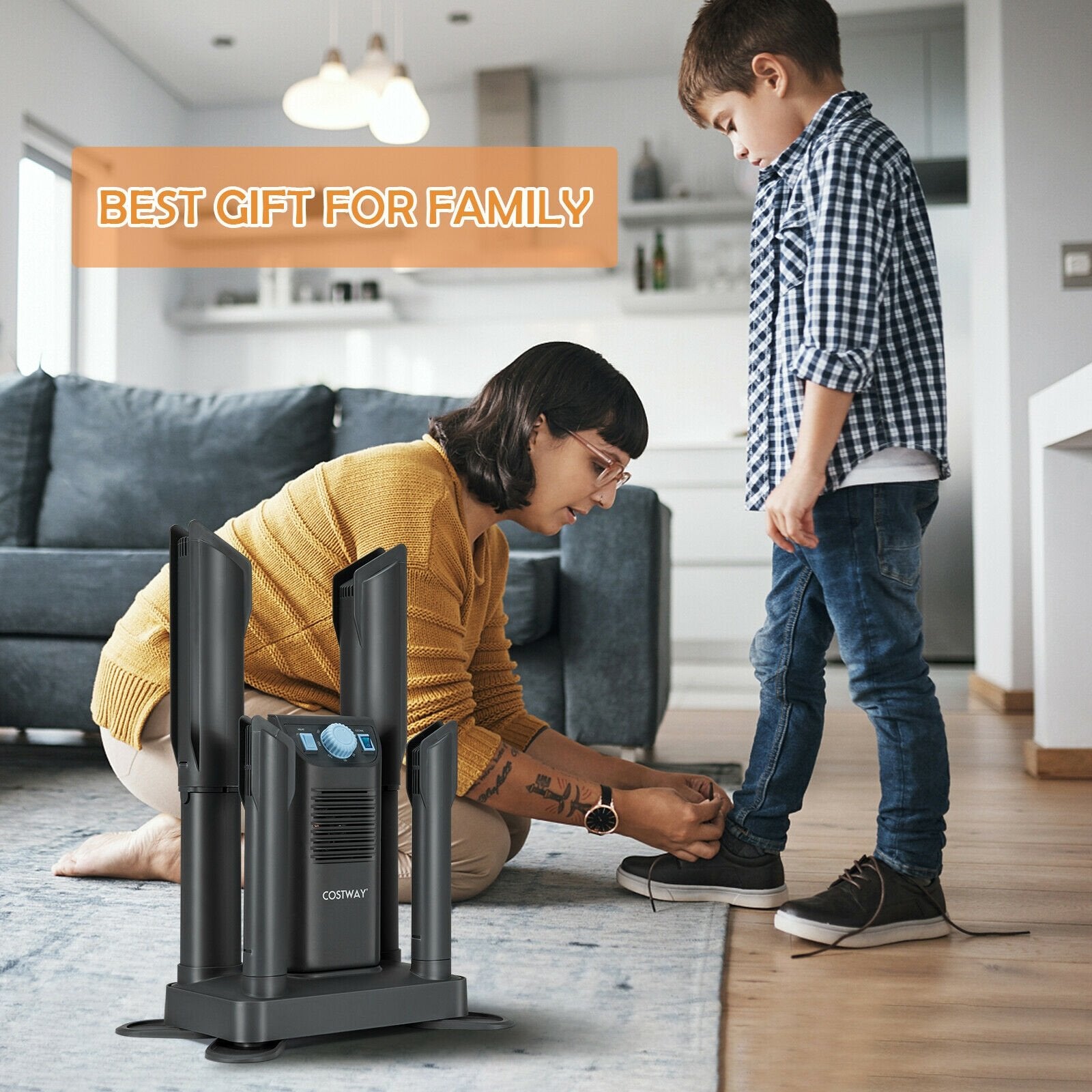 Electric Shoe Boot Dryer 4 Shoes with 180 Mins Timer Ozone Disinfection, Gray Dryers   at Gallery Canada