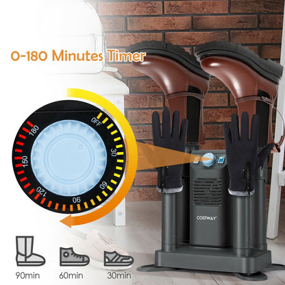 Electric Shoe Boot Dryer 4 Shoes with 180 Mins Timer Ozone Disinfection, Gray Dryers   at Gallery Canada