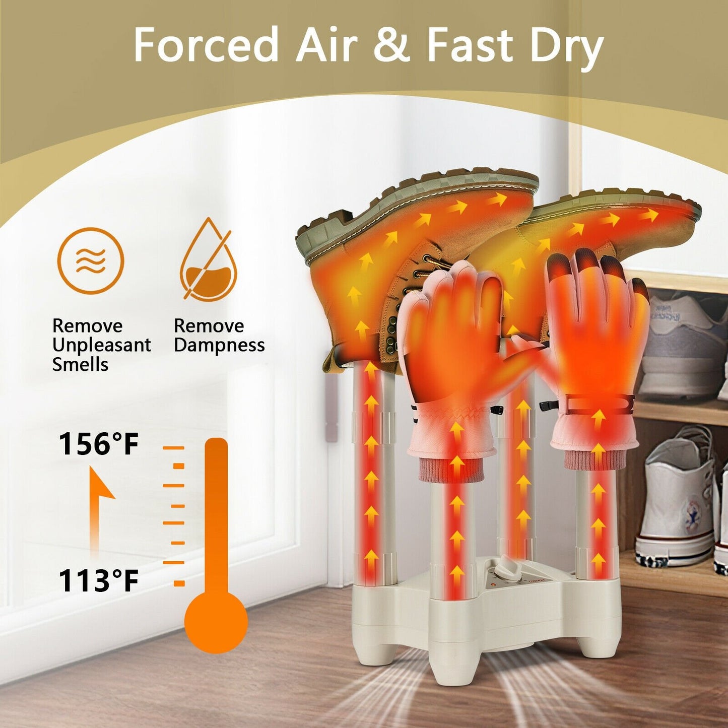 Electric Shoe and Boot Dryer with Timer Heat Blower, White Dryers   at Gallery Canada