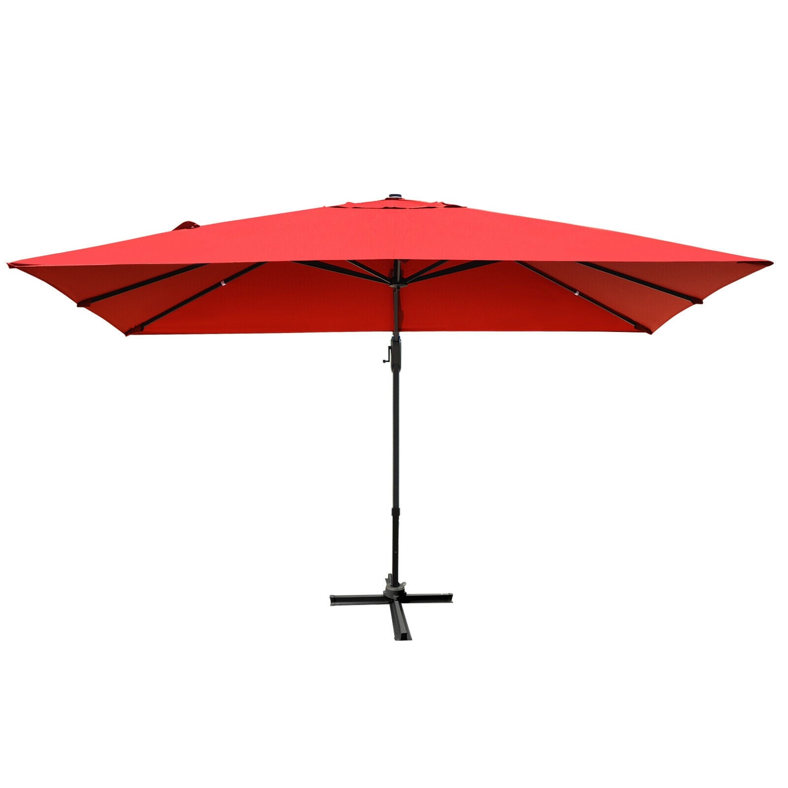 10 x13 Feet Rectangular Cantilever Umbrella with 360° Rotation Function, Red Outdoor Umbrellas   at Gallery Canada