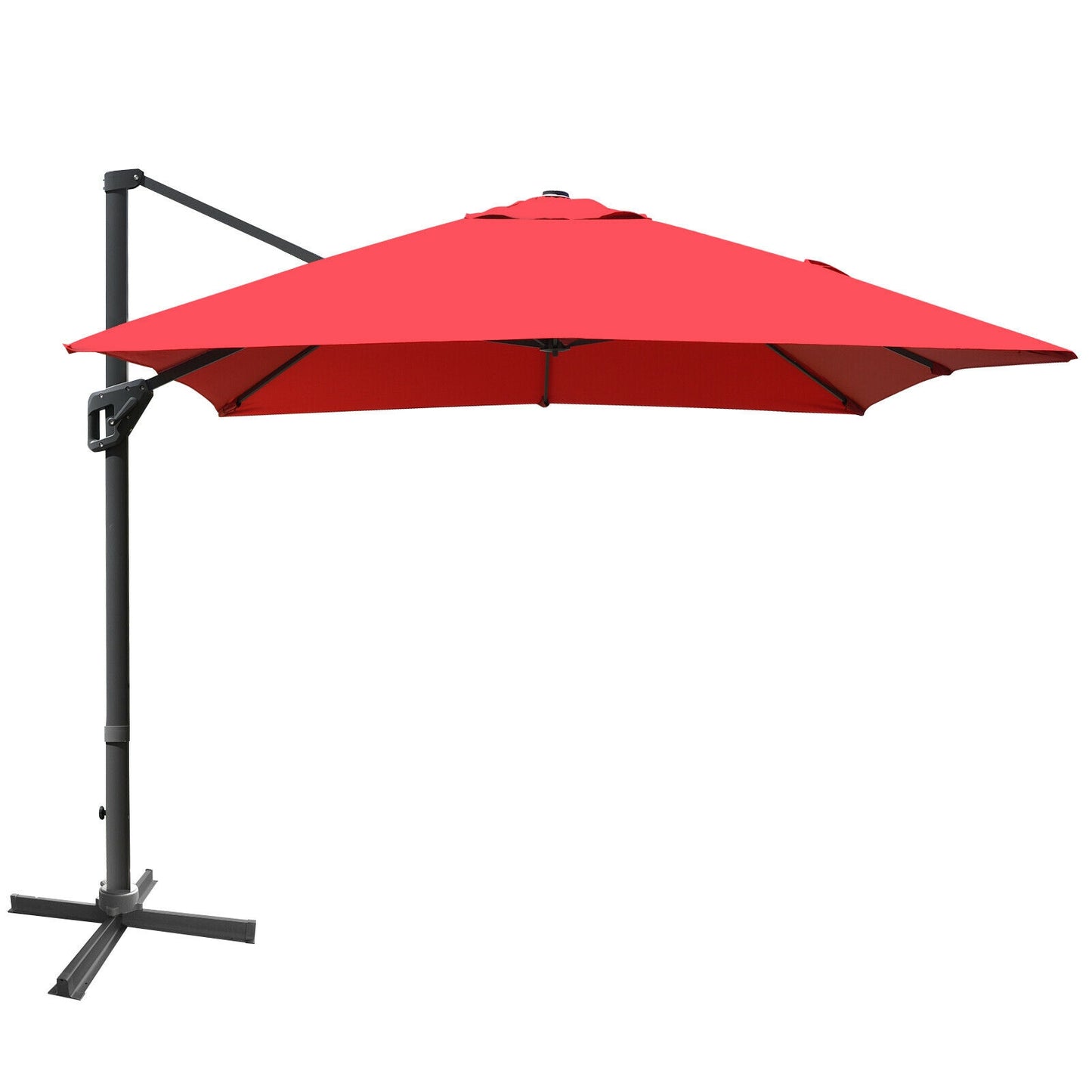 10 x13 Feet Rectangular Cantilever Umbrella with 360° Rotation Function, Red Outdoor Umbrellas Red  at Gallery Canada