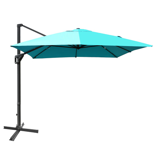 10 x13 Feet Rectangular Cantilever Umbrella with 360° Rotation Function, Turquoise