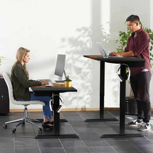 48 Inch Electric Sit to Stand Desk with Keyboard Tray, Rustic Brown - Gallery Canada