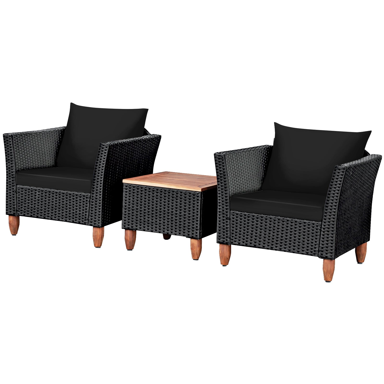 3 Pieces Outdoor Patio Rattan Furniture Set, Black Patio Conversation Sets   at Gallery Canada