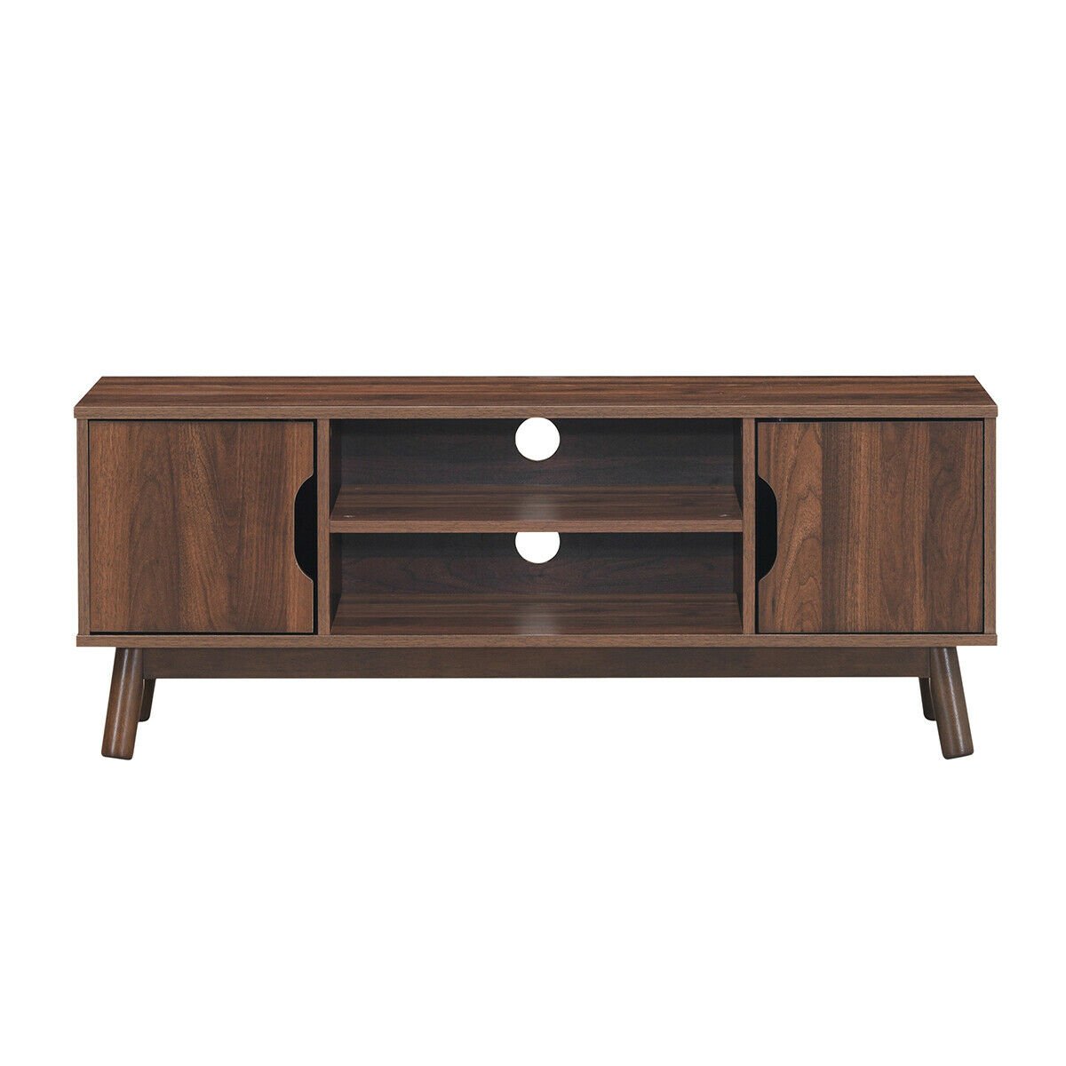 50 Inch Wood Media TV Stand with Storage Shelf, Coffee - Gallery Canada