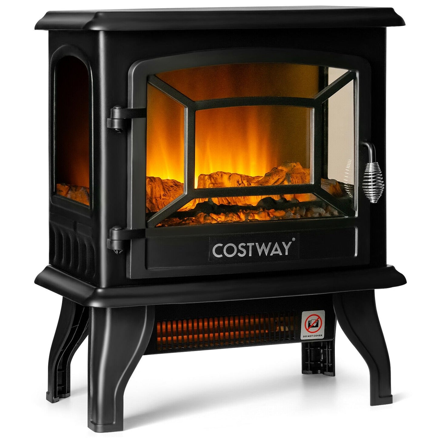 Freestanding Fireplace Heater with Realistic Dancing Flame Effect, Black Fireplaces   at Gallery Canada