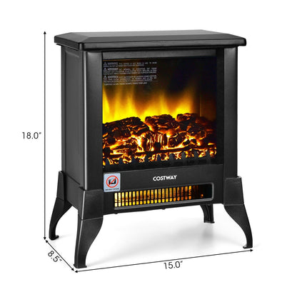 Compact Portable Space Heater with Realistic Flame Effect, Black Fireplaces   at Gallery Canada