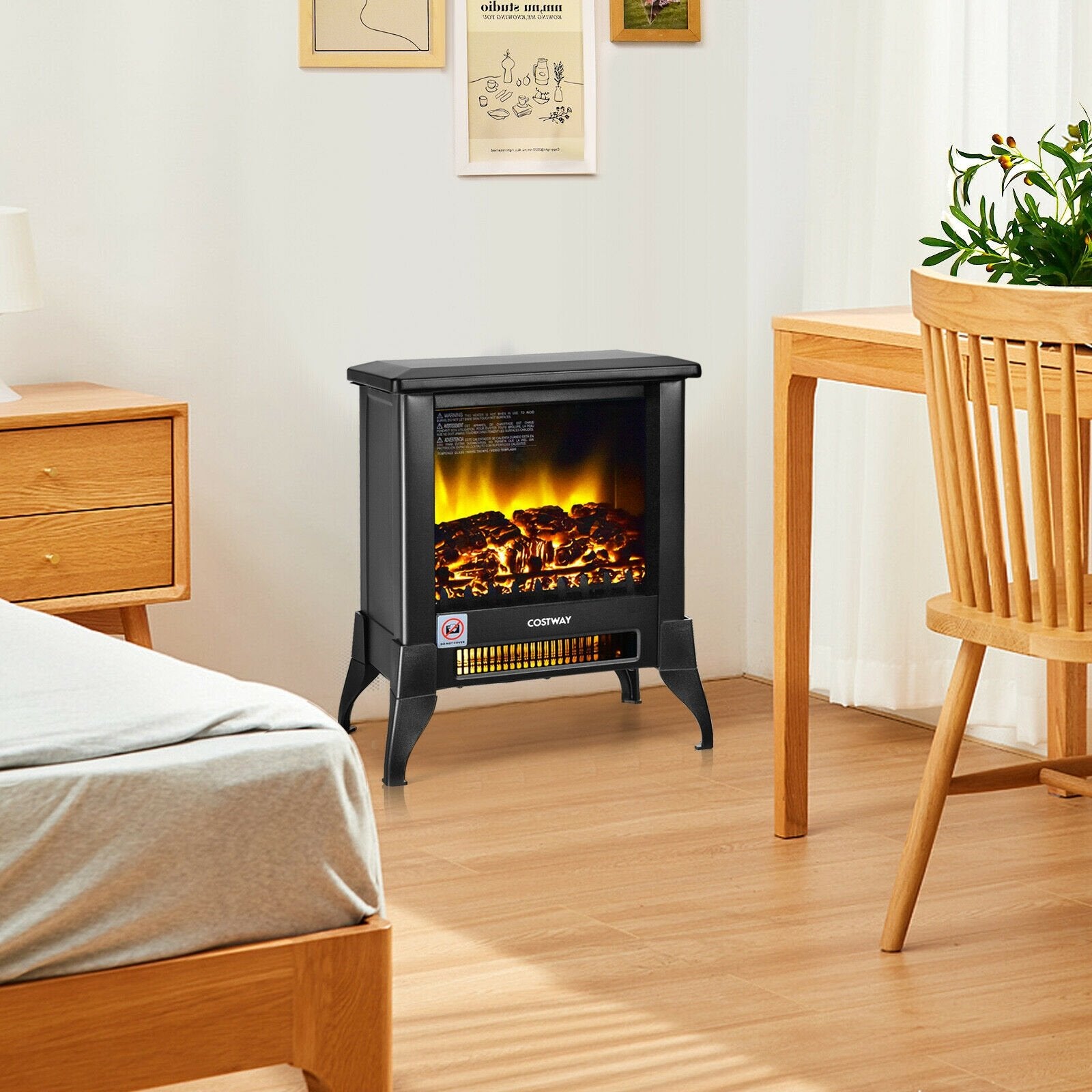 Compact Portable Space Heater with Realistic Flame Effect, Black Fireplaces   at Gallery Canada