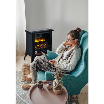 Compact Portable Space Heater with Realistic Flame Effect, Black Fireplaces   at Gallery Canada