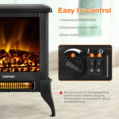 Compact Portable Space Heater with Realistic Flame Effect, Black - Gallery Canada