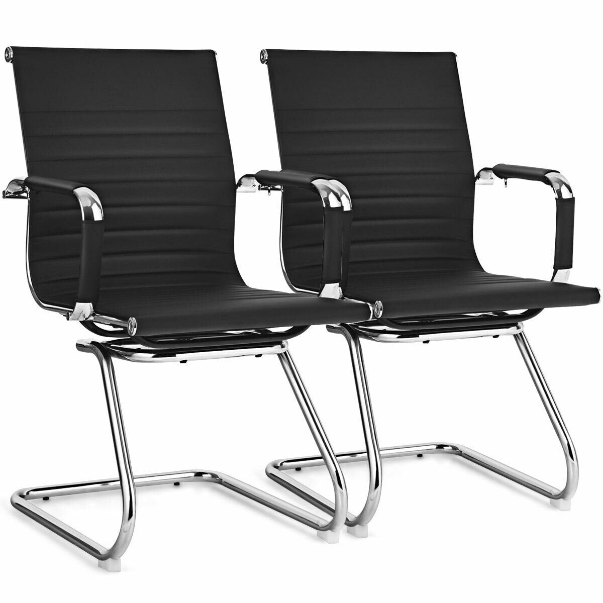 Set of 2 Heavy Duty Conference Chair with PU Leather, Black Conference Chairs   at Gallery Canada