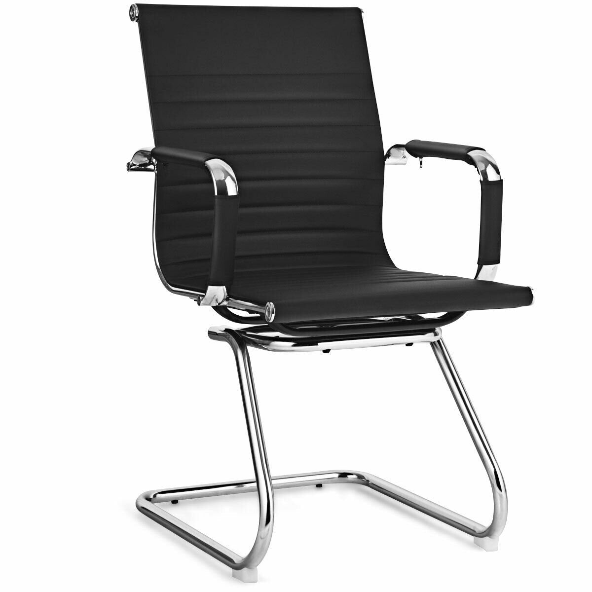 Set of 2 Heavy Duty Conference Chair with PU Leather, Black - Gallery Canada