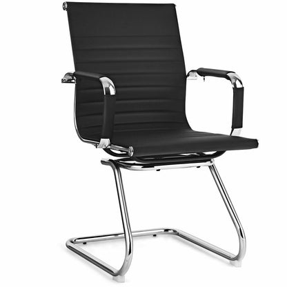 Set of 2 Heavy Duty Conference Chair with PU Leather, Black - Gallery Canada