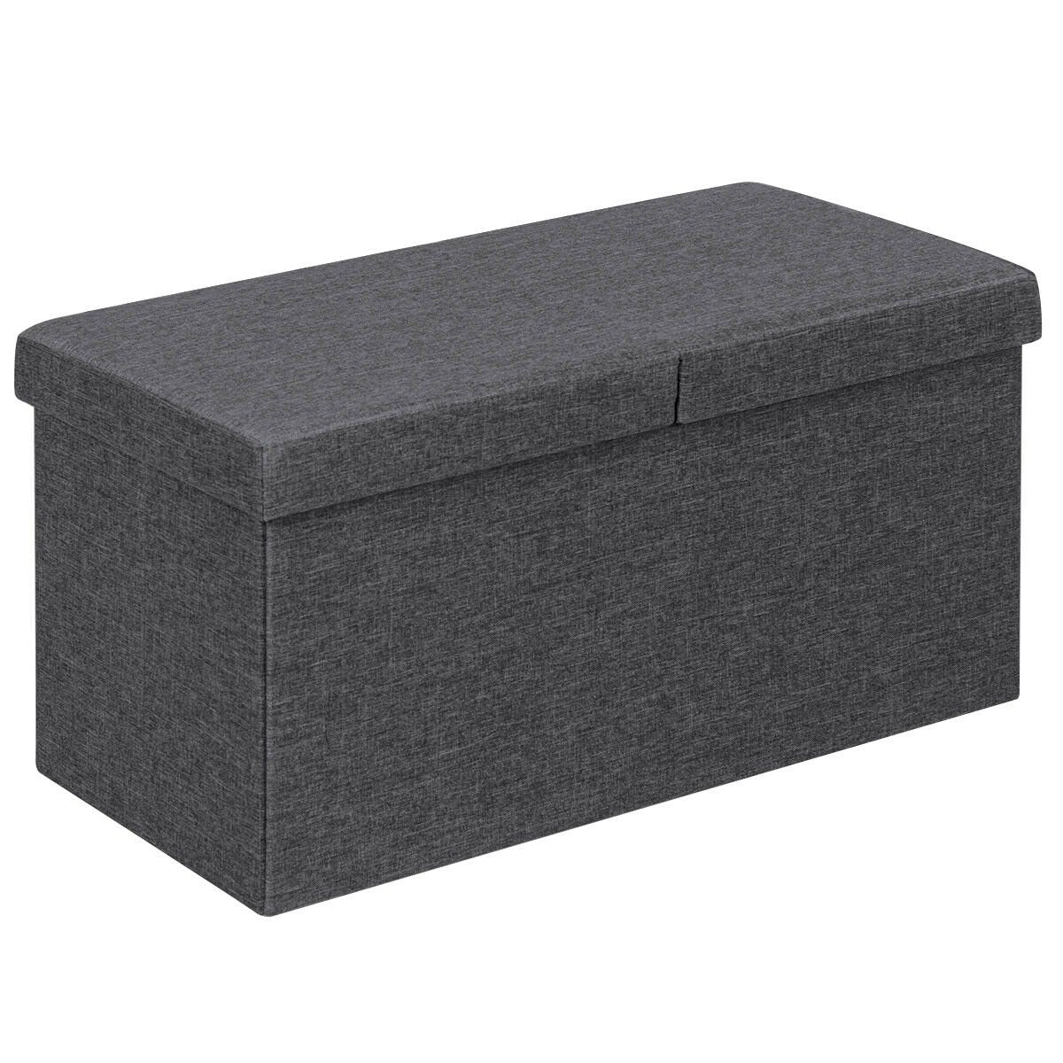 30 Inch Folding Storage Ottoman with Lift Top, Dark Gray Shoe Racks & Storage Benches   at Gallery Canada