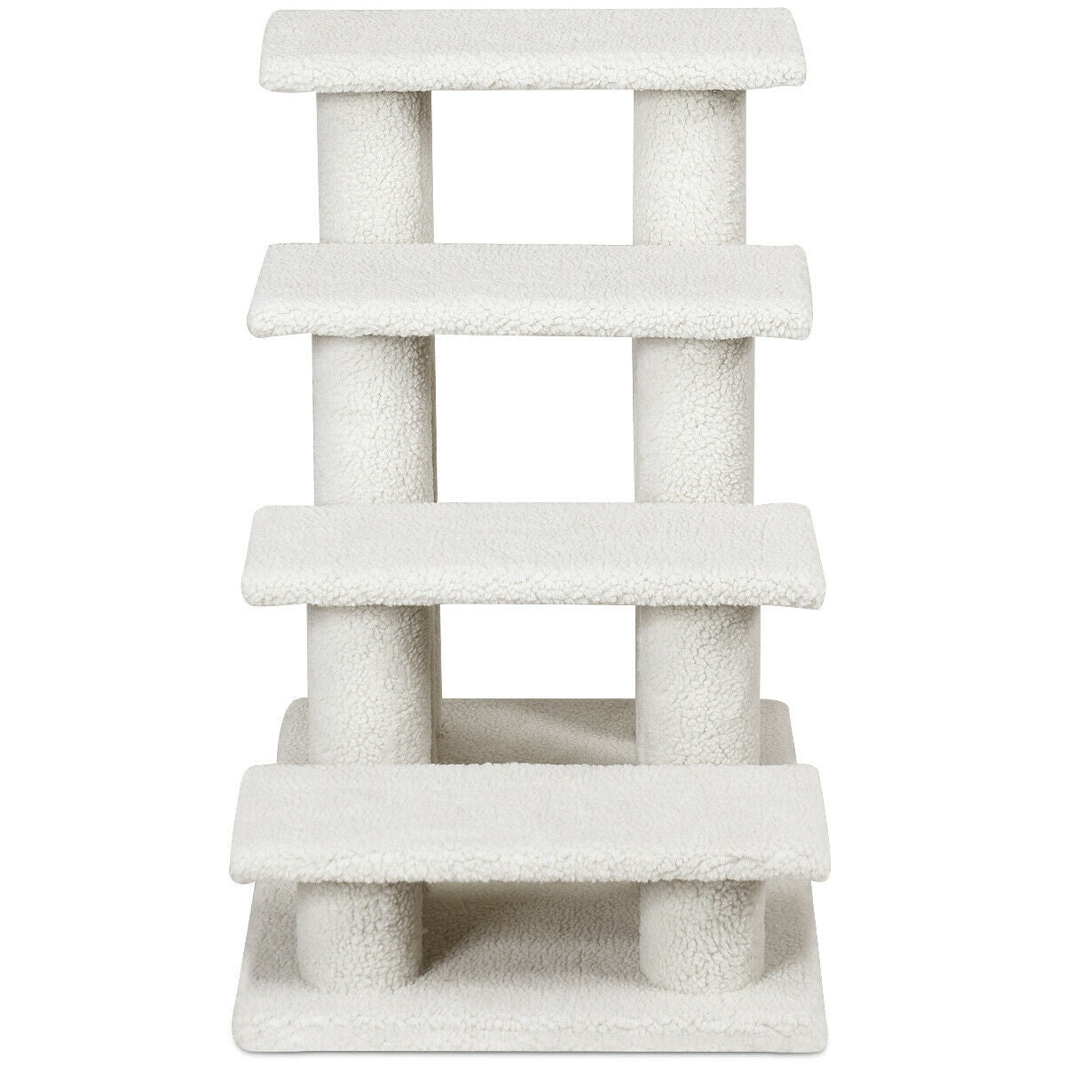 4-Step Pet Stairs Carpeted Ladder Ramp Scratching Post Cat Tree Climber, Beige Cat Trees Condos & Scratchers at Gallery Canada