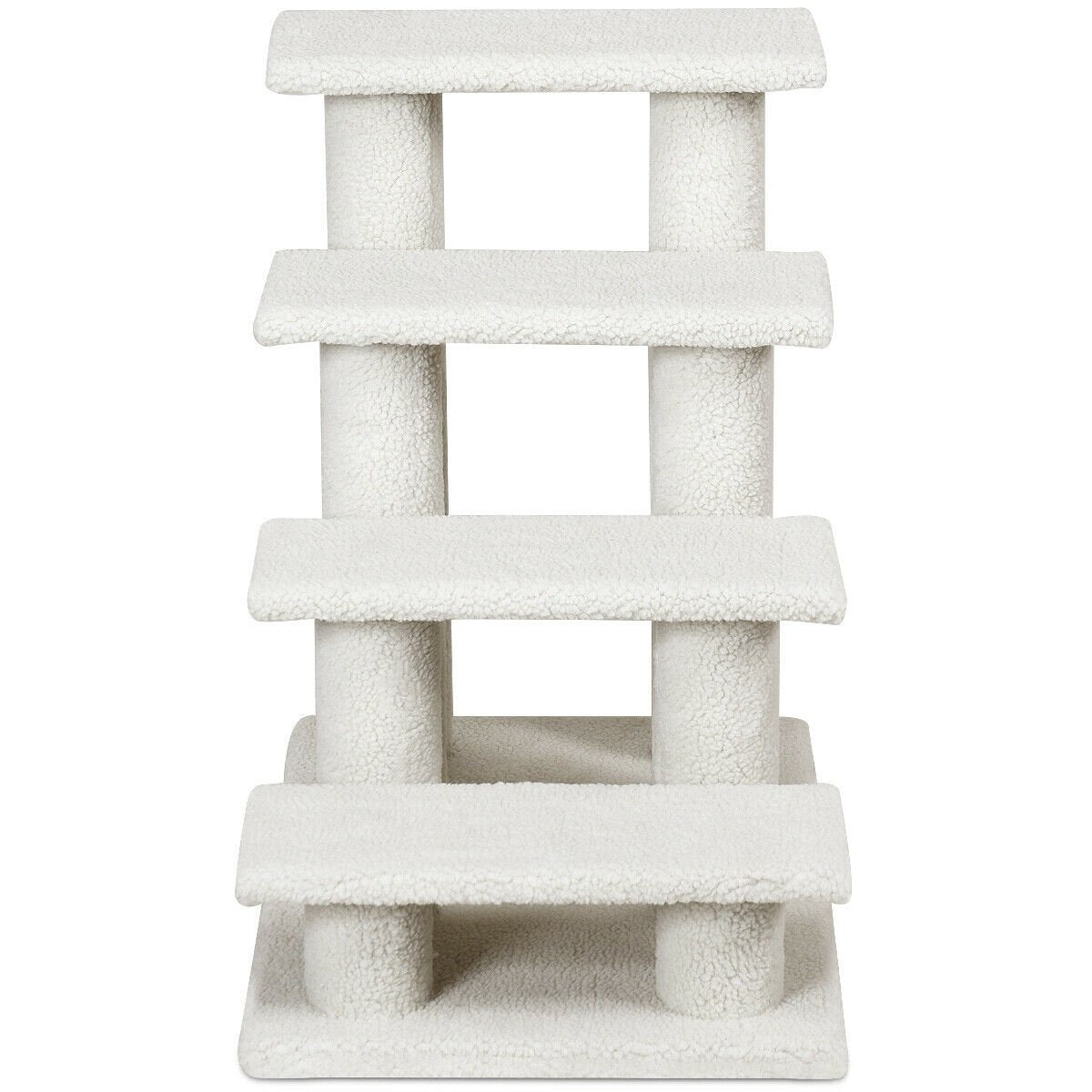 4-Step Pet Stairs Carpeted Ladder Ramp Scratching Post Cat Tree Climber, Beige Cat Trees Condos & Scratchers   at Gallery Canada