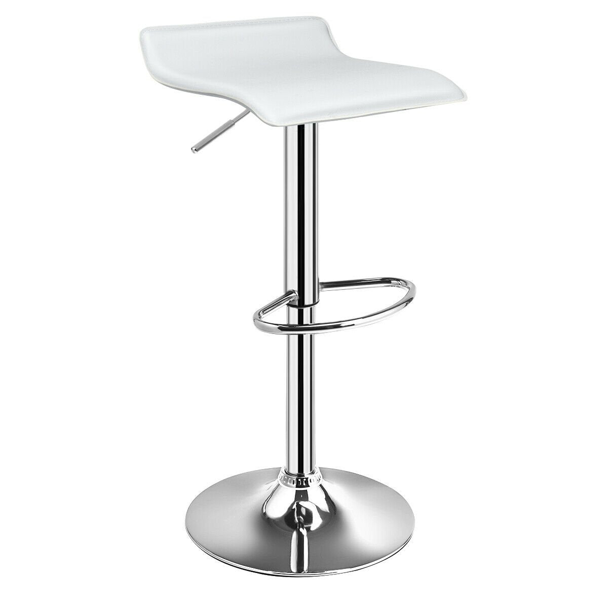 Set of 2 Adjustable PU Leather Backless Bar Stools, White Bar Stools   at Gallery Canada