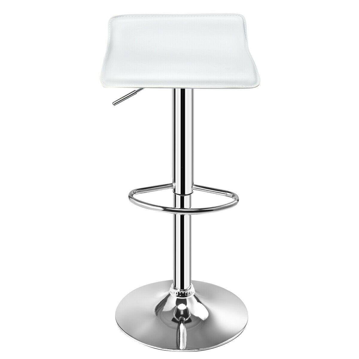 Set of 2 Adjustable PU Leather Backless Bar Stools, White Bar Stools   at Gallery Canada