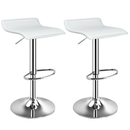 Set of 2 Adjustable PU Leather Backless Bar Stools, White Bar Stools   at Gallery Canada