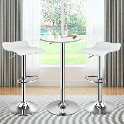 Set of 2 Adjustable PU Leather Backless Bar Stools, White Bar Stools   at Gallery Canada