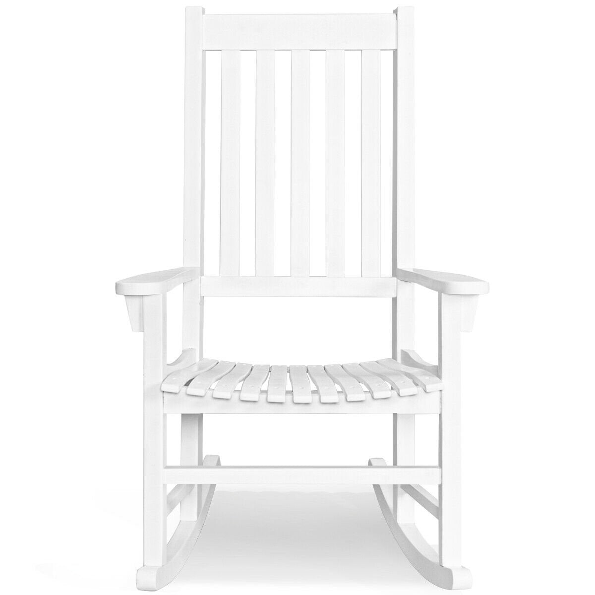 Indoor Outdoor Wooden High Back Rocking Chair, White - Gallery Canada