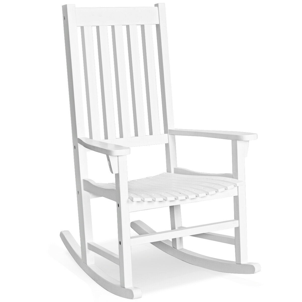 Indoor Outdoor Wooden High Back Rocking Chair, White - Gallery Canada