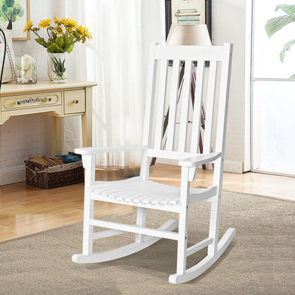 Indoor Outdoor Wooden High Back Rocking Chair, White - Gallery Canada