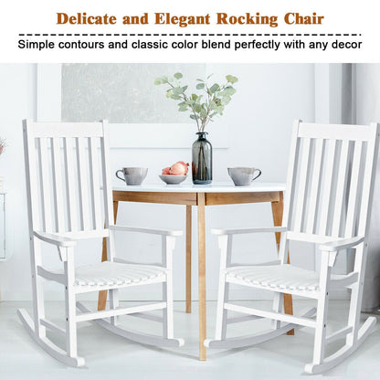 Indoor Outdoor Wooden High Back Rocking Chair, White Patio Rocking Chairs & Gliders   at Gallery Canada