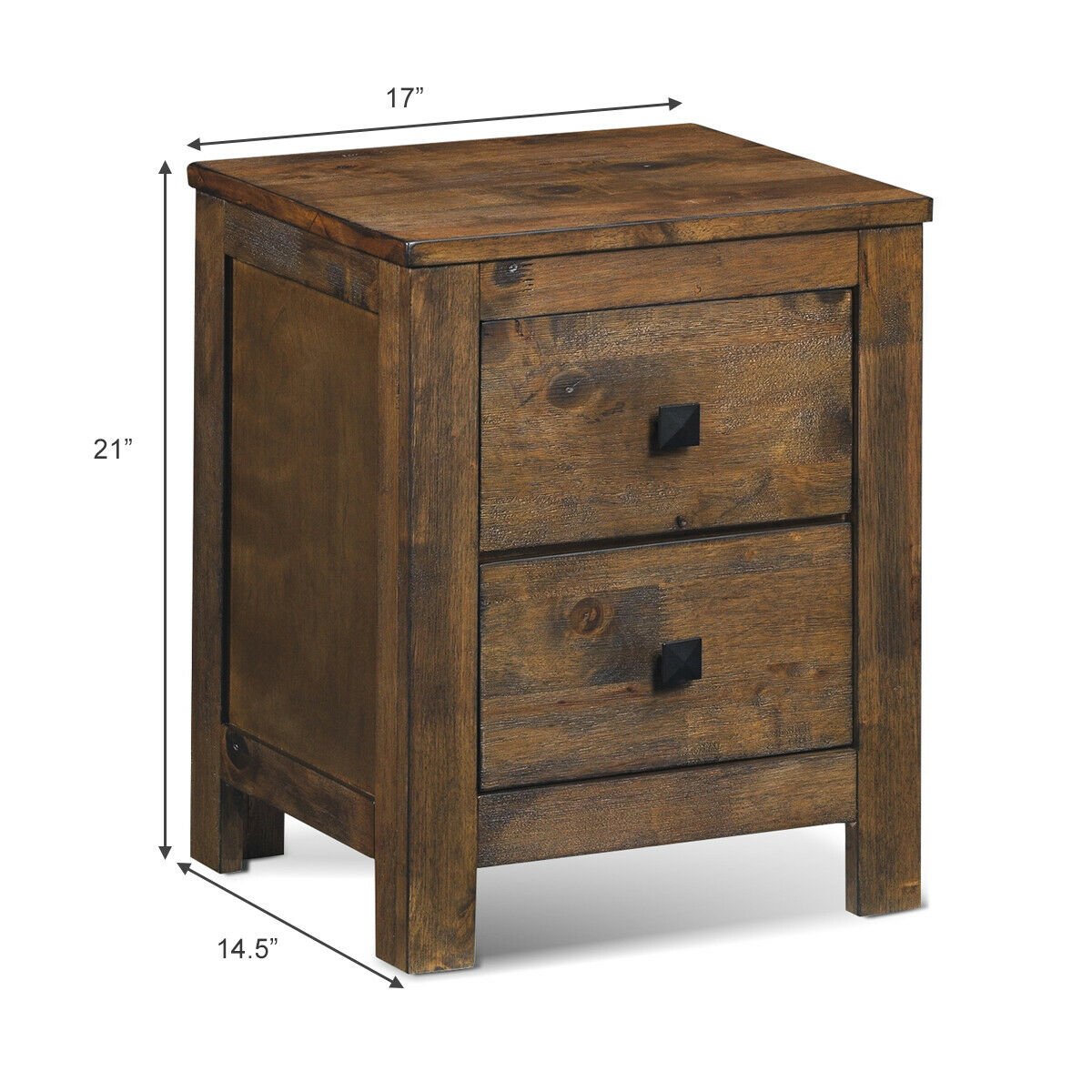 Wood 2 Storage Sliding Drawers End Nightstand, Natural Nightstands   at Gallery Canada