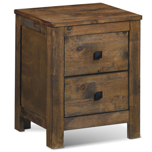 Wood 2 Storage Sliding Drawers End Nightstand, Natural Nightstands   at Gallery Canada