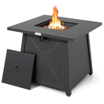 30 Inch Square Propane Gas Fire Table with Waterproof Cover, Black - Gallery Canada