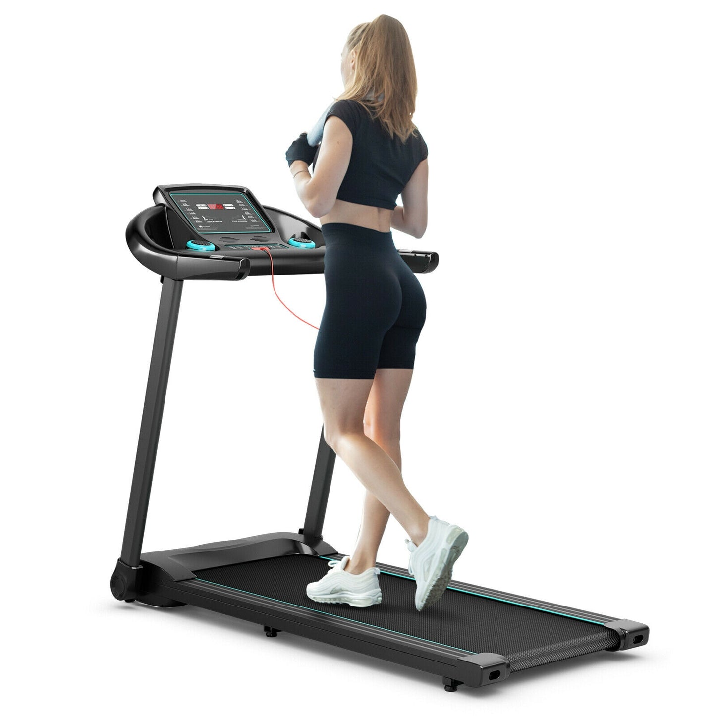 2.25HP Electric Running Machine Treadmill with Speaker and APP Control, Blue Treadmills   at Gallery Canada