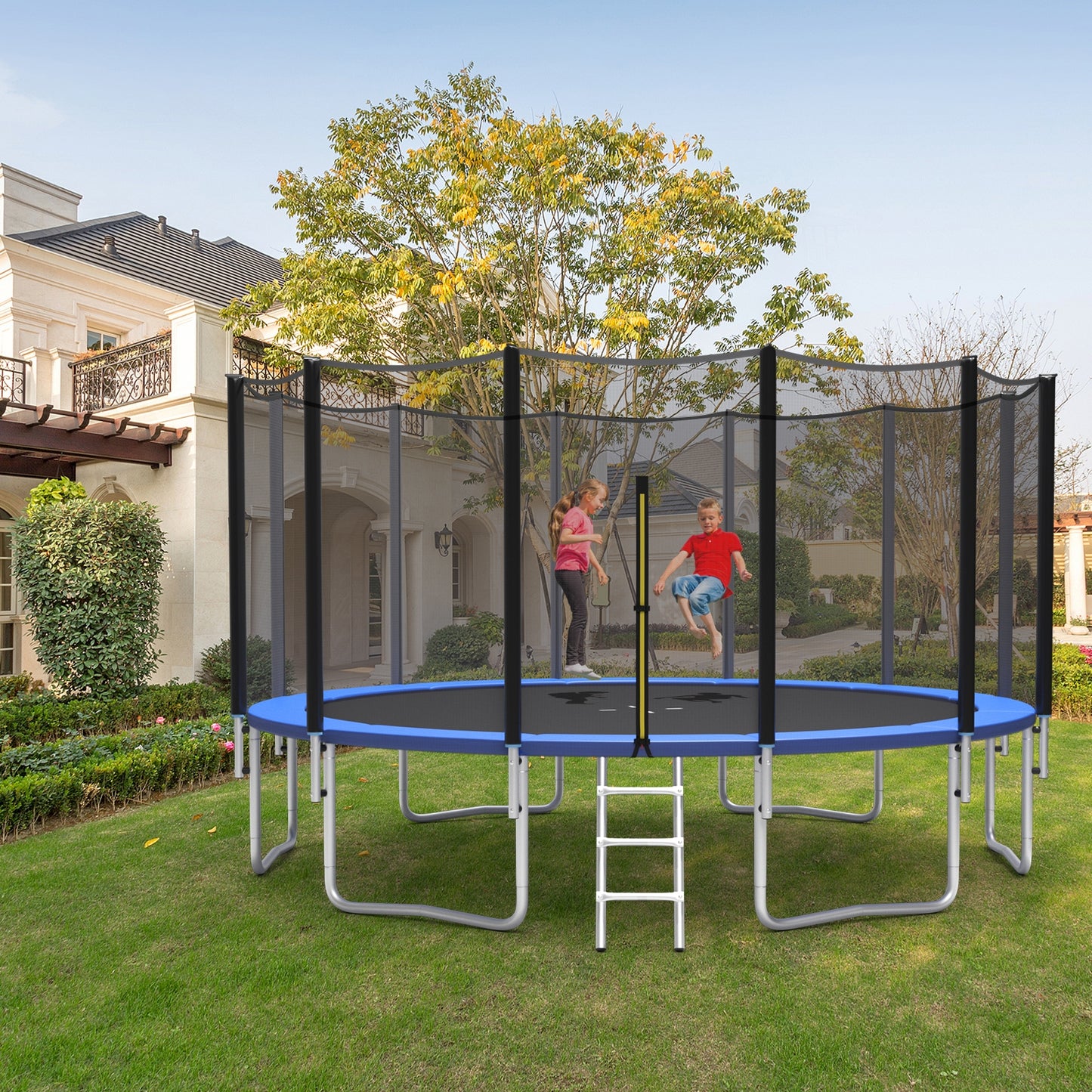 8/10/12/14/15/16 Feet Outdoor Trampoline Bounce Combo with Safety Closure Net Ladder-16 ft, Black Trampolines   at Gallery Canada