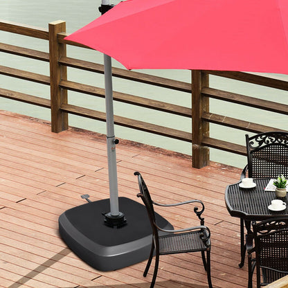 Patio Cantilever Offset Umbrella Base with Wheels for Garden Poolside Deck, Black Outdoor Umbrella Bases   at Gallery Canada