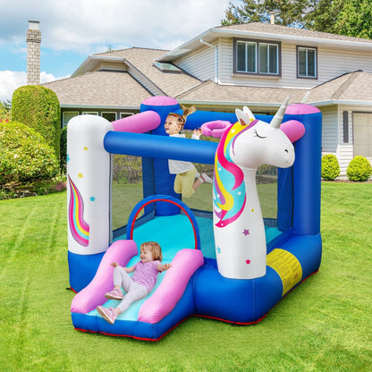 Inflatable Slide Bouncer with Basketball Hoop for Kids Without Blower - Gallery Canada