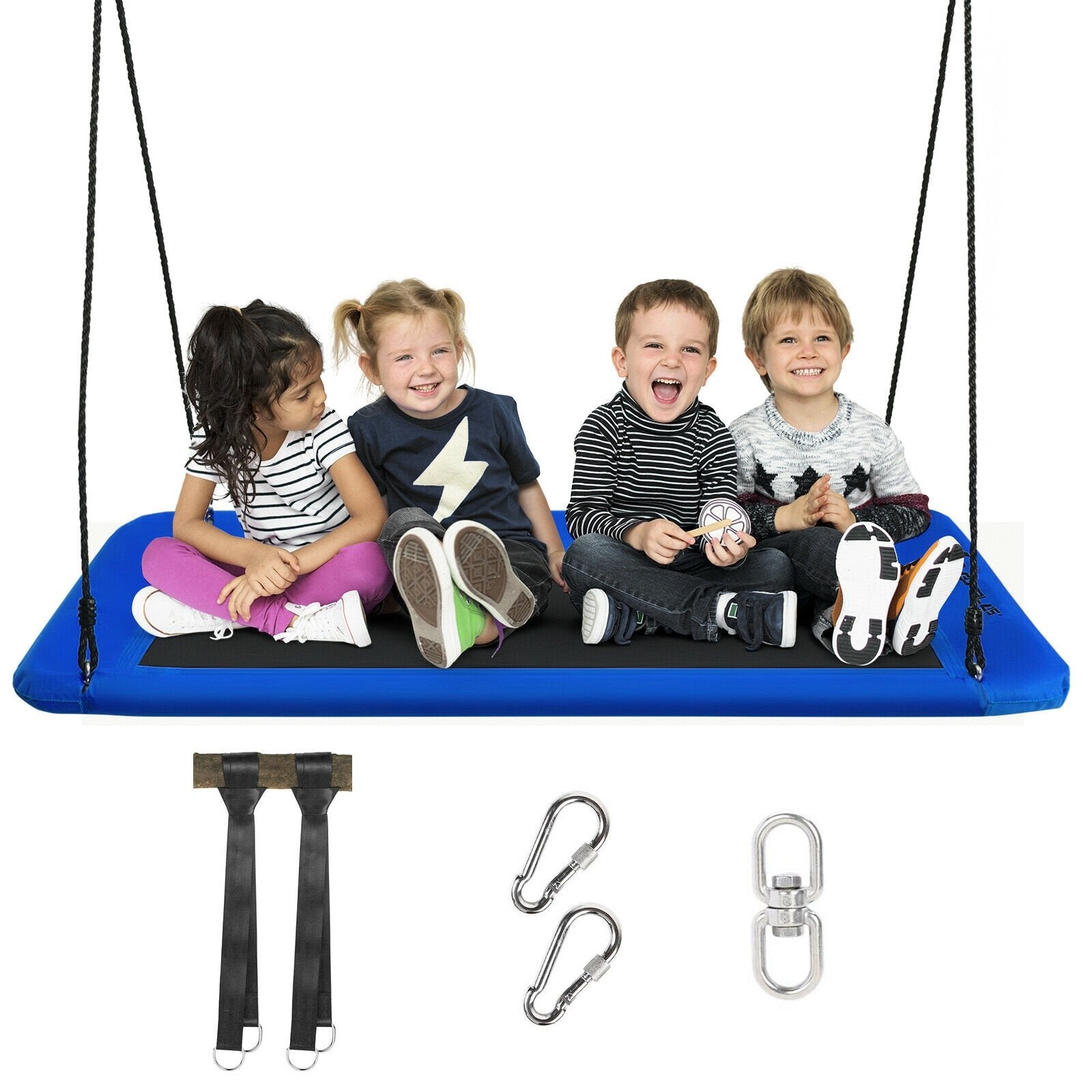 60 Inch Platform Tree Swing Outdoor with 2 Hanging Straps, Blue Swing & Playsets   at Gallery Canada