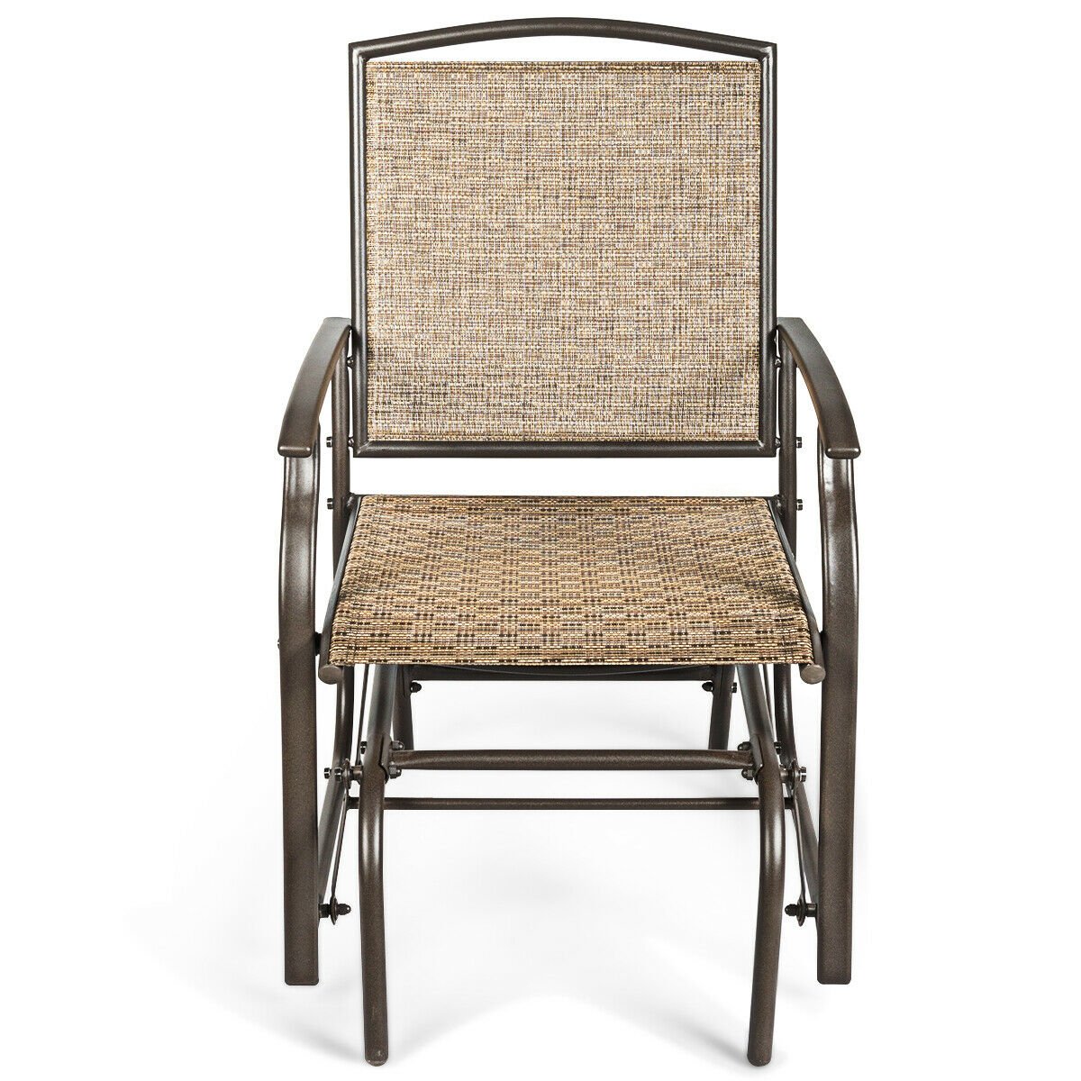 Steel Frame Garden Swing Single Glider Chair Rocking Seating, Brown Patio Rocking Chairs & Gliders   at Gallery Canada