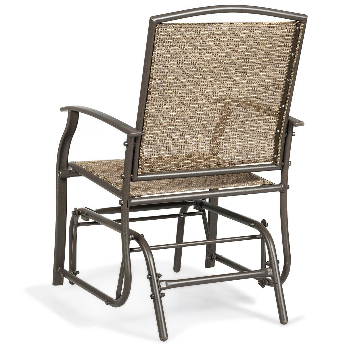 Steel Frame Garden Swing Single Glider Chair Rocking Seating, Brown Patio Rocking Chairs & Gliders   at Gallery Canada