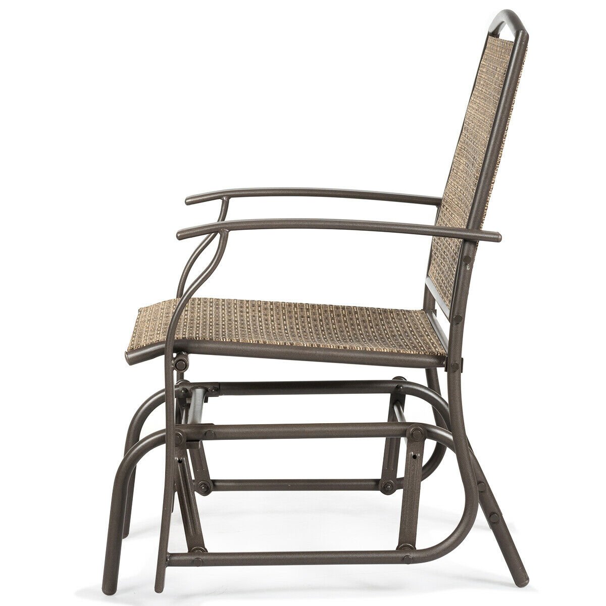 Steel Frame Garden Swing Single Glider Chair Rocking Seating, Brown Patio Rocking Chairs & Gliders   at Gallery Canada