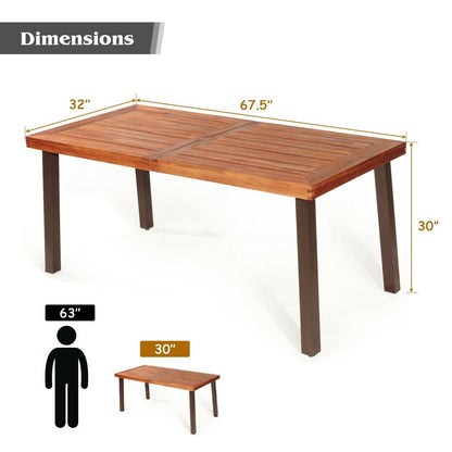 Rectangular Acacia Wood Rustic Dining Furniture Table, Brown Patio Dining Tables   at Gallery Canada