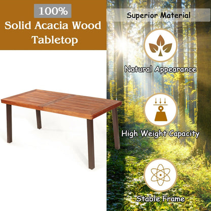 Rectangular Acacia Wood Rustic Dining Furniture Table, Brown Patio Dining Tables   at Gallery Canada