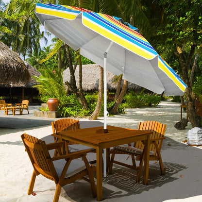 7.2 Feet Portable Outdoor Beach Umbrella with Sand Anchor and Tilt Mechanism for  Poolside and Garden, Multicolor - Gallery Canada
