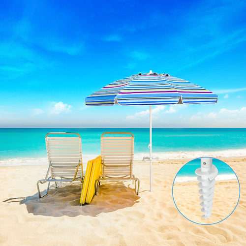 7.2 Feet Portable Outdoor Beach Umbrella with Sand Anchor and Tilt Mechanism, Blue