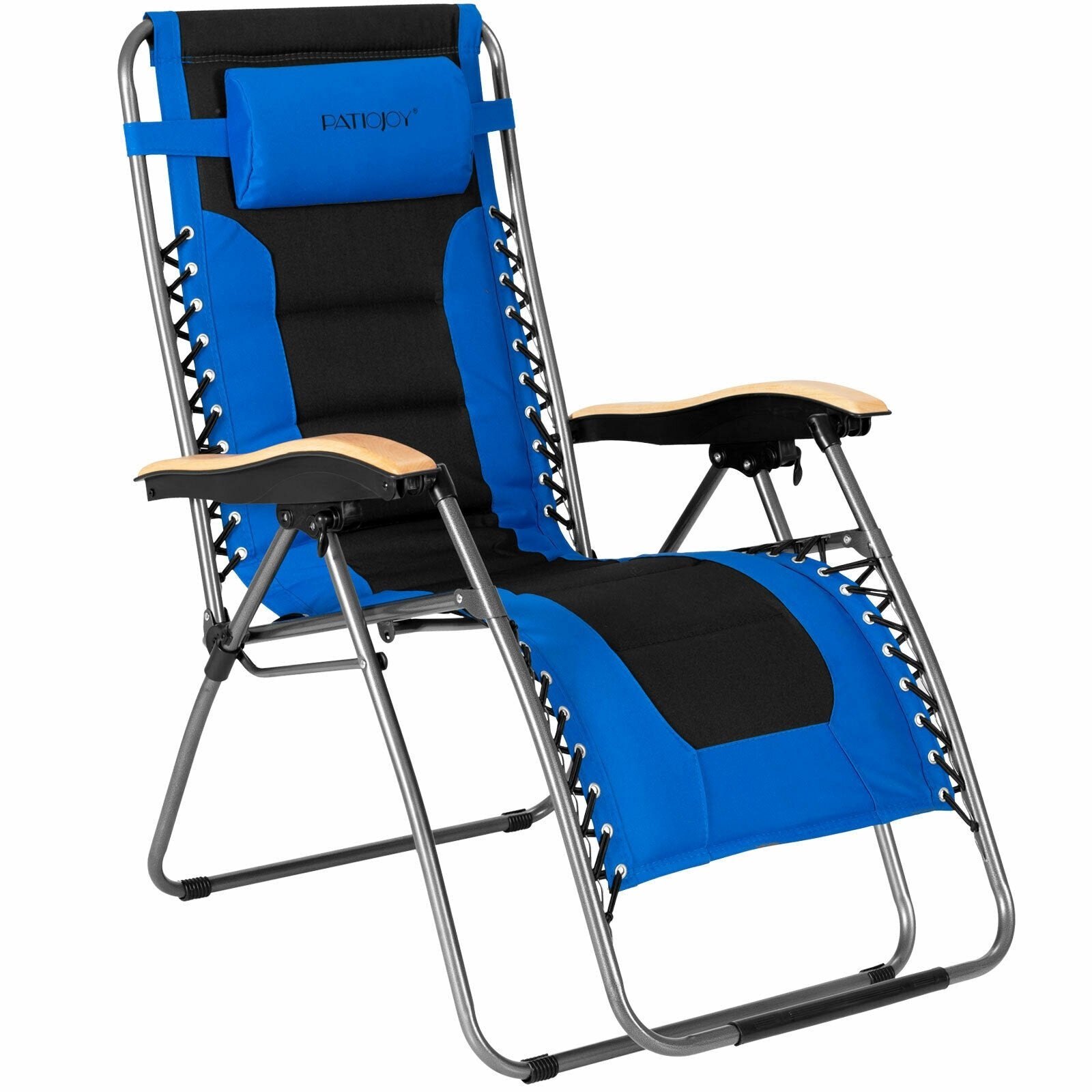 Oversize Folding Adjustable Padded Zero Gravity Lounge Chair, Blue - Gallery Canada