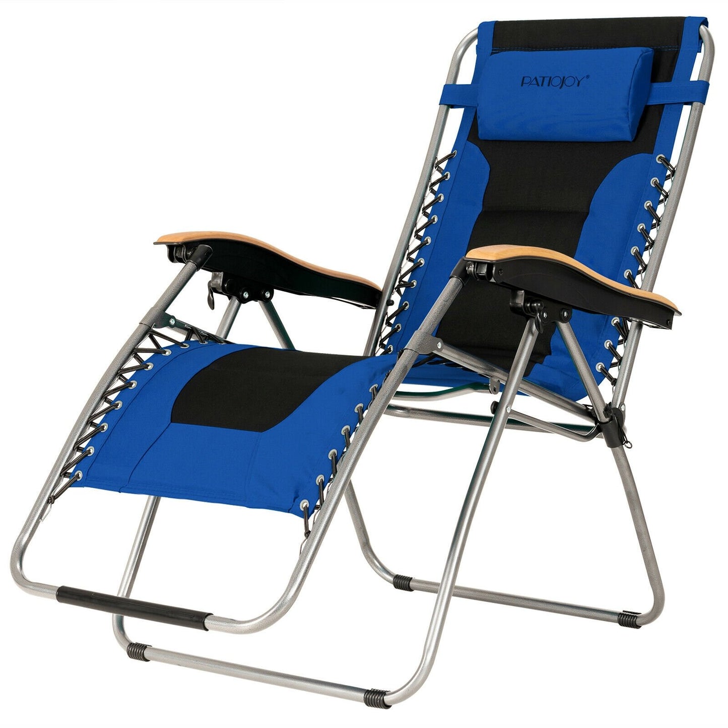 Oversize Folding Adjustable Padded Zero Gravity Lounge Chair, Blue - Gallery Canada