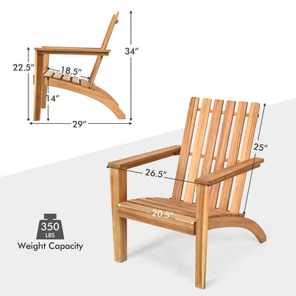 Outdoor Durable Patio Acacia Wood Adirondack Lounge Armchair, Natural Adirondack Chairs   at Gallery Canada