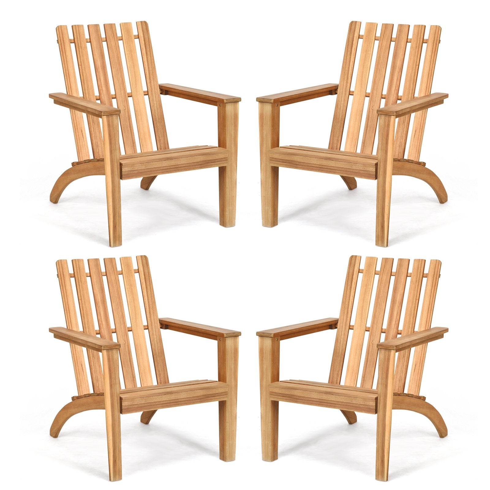 Outdoor Durable Patio Acacia Wood Adirondack Lounge Armchair, Natural Adirondack Chairs   at Gallery Canada